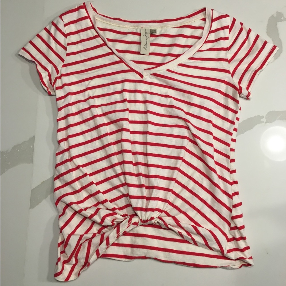 Striped Twist Front Tee